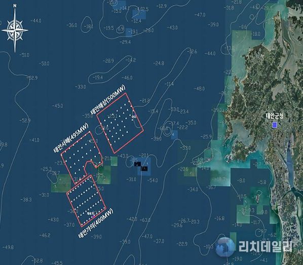 태안 해상풍력 3개 단지 조감도.