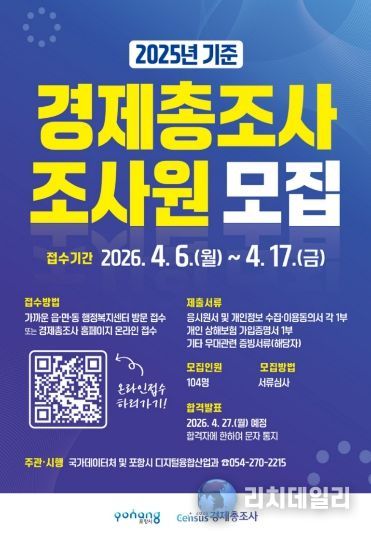 2025년 기준 경제총조사 조사원 모집 포스터.