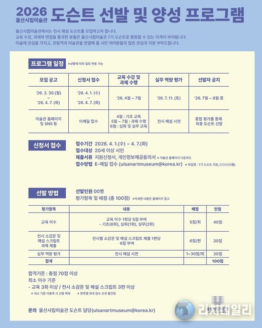 울산시립미술관 도슨트 선발 및 양성 프로그램 포스터