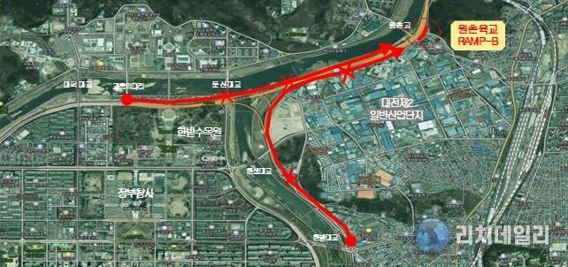 대전시, 천변도시고속화도로 원촌육교 전면 통제