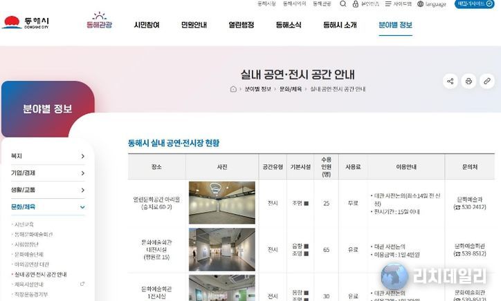 동해시 전시 공연 공간 한눈에