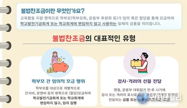 불법찬조금 안내문