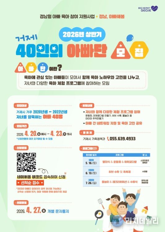 2026년 상반기「거제 40인의 아빠단」모집