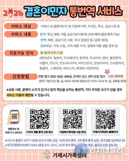 거제시가족센터, 결혼이민자 및 외국인을 위한 통·번역서비스 확대 추진