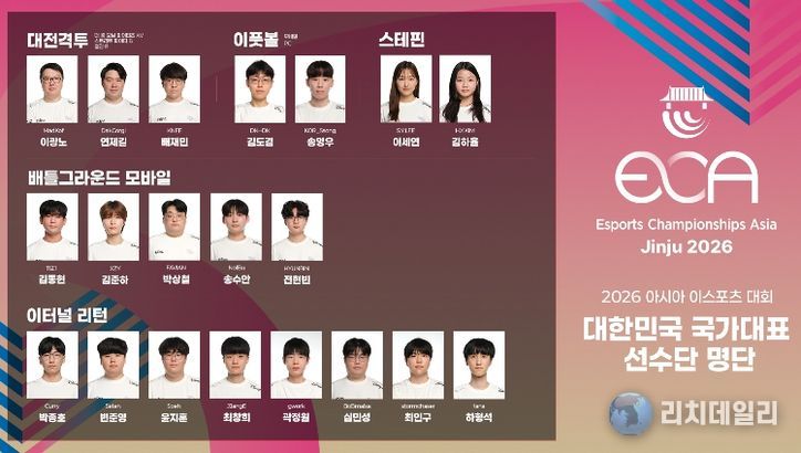 2026 아시아 이스포츠 대회, 7개국 최정상 국가대표 진주 집결 - 선수단